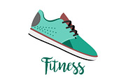 Blue shoes with text fitness