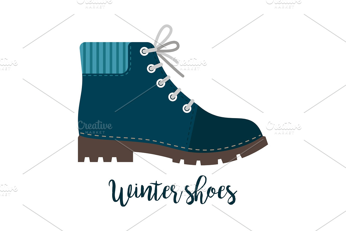Winter shoes icon with text in Illustrations - product preview 8
