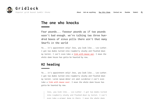 Gridlocked tumblr theme in Tumblr Themes - product preview 4