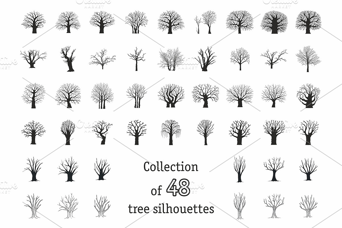  Collection of 48 tree silhouettes in Graphics - product preview 8