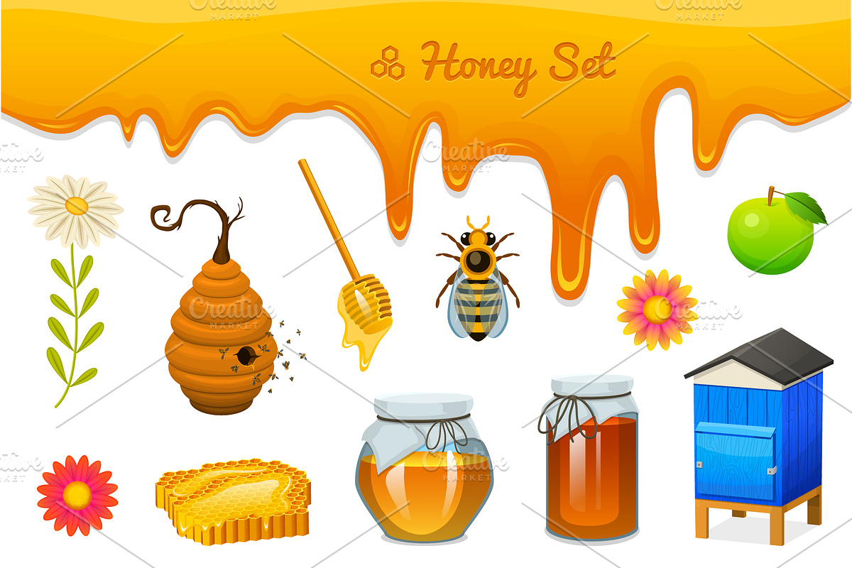 Honey, Organic, Natural Farm Food. in Illustrations - product preview 8