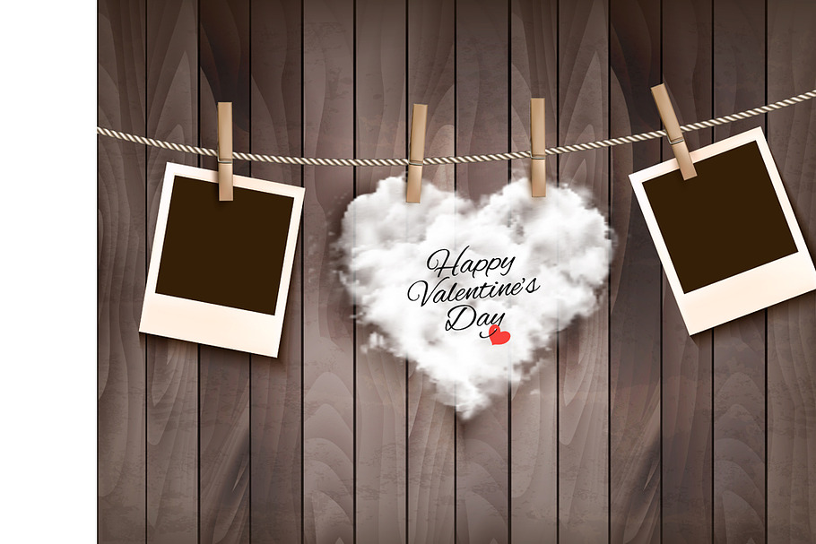 Heart shaped cloud on rope and photo in Illustrations - product preview 8