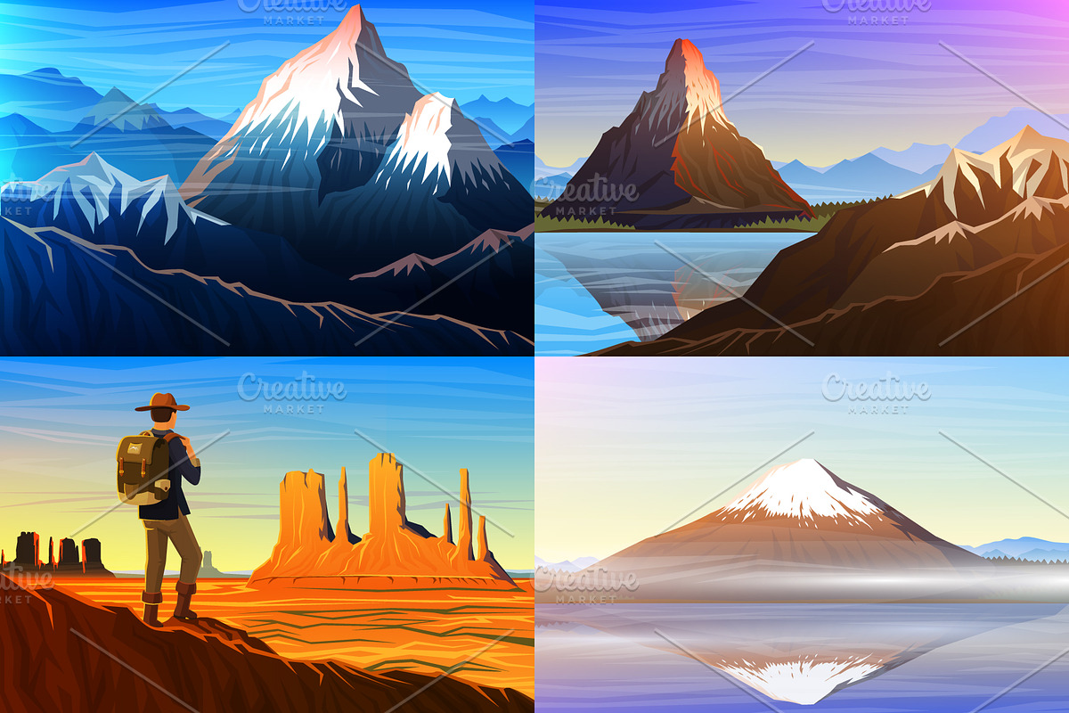Mountains, Landscape, Travel. in Illustrations - product preview 8