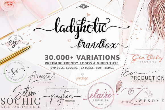 Ladyholic Premade Logo Branding Pack in Logo Templates - product preview 3