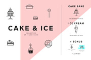 Cakes and Ice cream icon set