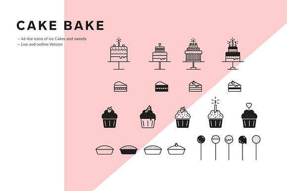 Cakes and Ice cream icon set in Birthday Icons - product preview 2