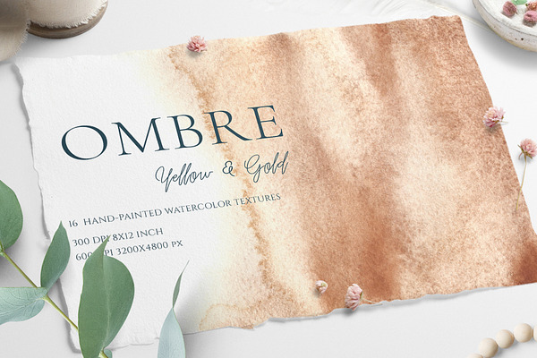 Watercolor Ombre Yellow & Gold