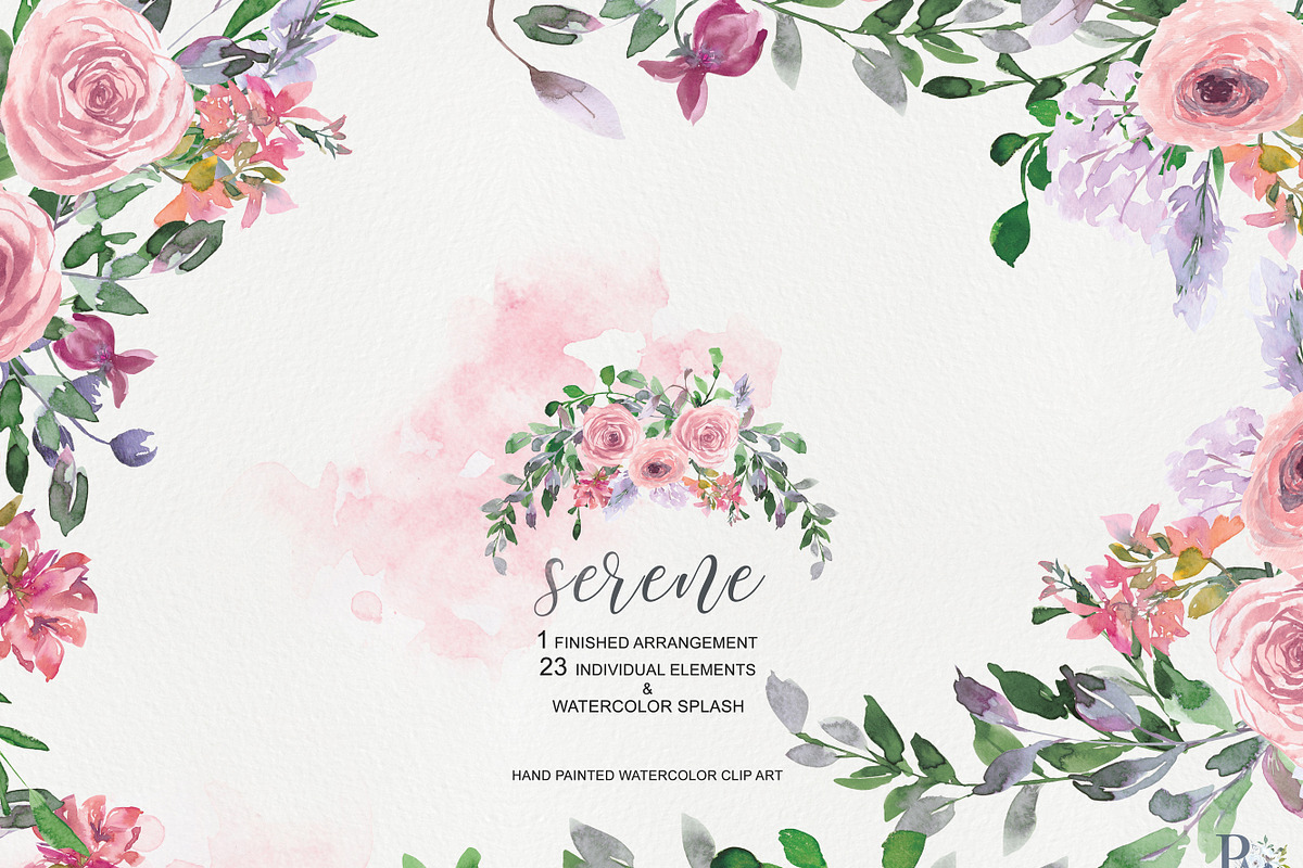 Hand Painted Watercolor Blush Rose in Illustrations - product preview 8