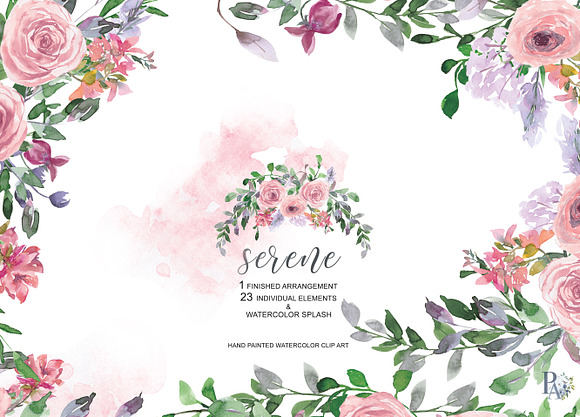 Hand Painted Watercolor Blush Rose in Illustrations - product preview 1