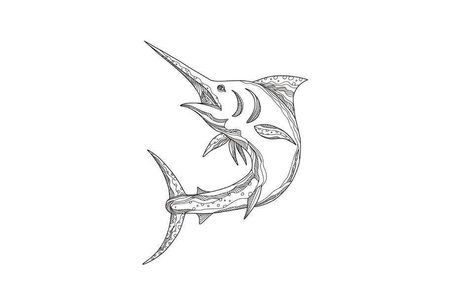 Atlantic Blue Marlin Doodle