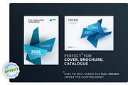 Set of design brochure, abstract annual report, horizontal cover layout, flyer in A4 with vector colourful geometric shapes