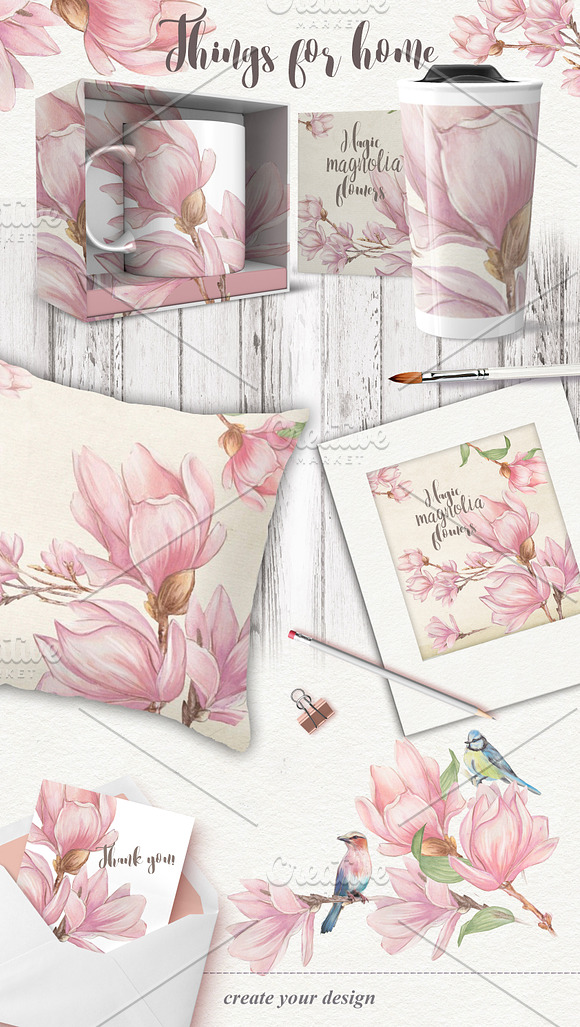 Magnolia flowers  in Illustrations - product preview 2