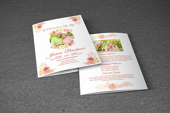 Flower Funeral Program Template in Brochure Templates - product preview 4