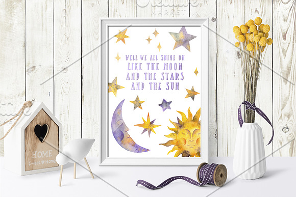 Watercolor Stars & Celestial Bodies in Illustrations - product preview 3