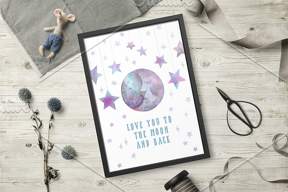 Watercolor Stars & Celestial Bodies in Illustrations - product preview 4