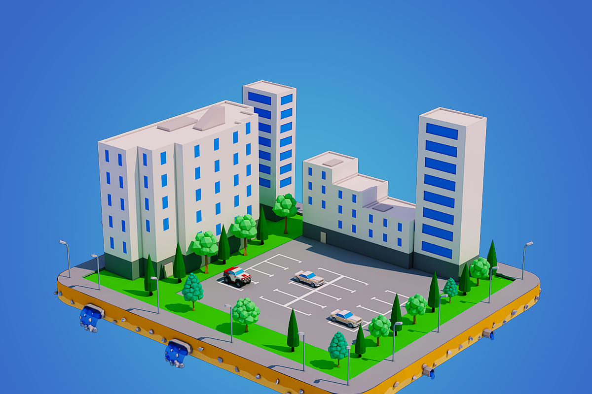 Low Poly City Block in Architecture - product preview 8