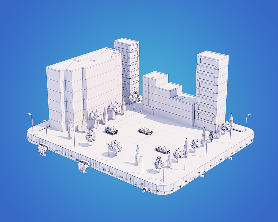 Low Poly City Block in Architecture - product preview 1