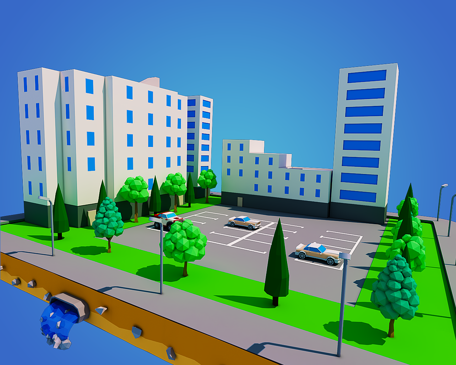 Low Poly City Block in Architecture - product preview 4