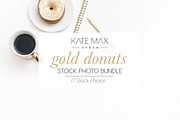 Gold Donuts Stock Photo Bundle 