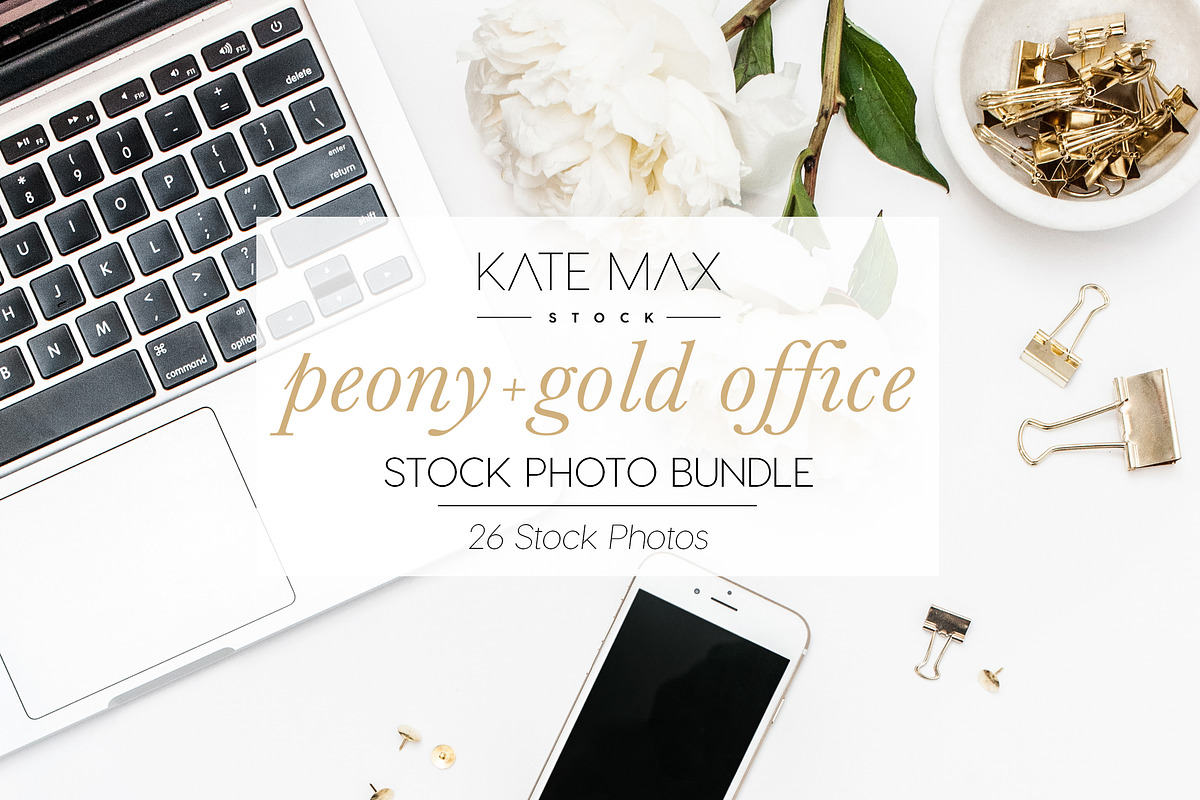 Peony + Gold Office Stock Bundle  in Mobile & Web Mockups - product preview 8