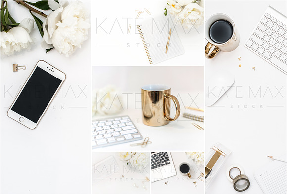 Peony + Gold Office Stock Bundle  in Mobile & Web Mockups - product preview 1