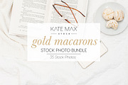 Gold Macarons Stock Photo Bundle 