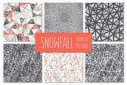 Snowfall. Seamless Patterns Set