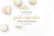 Gold Cupcakes Stock Photo Bundle 