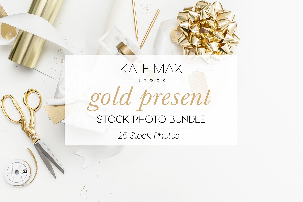 Gold Present Stock Photo Bundle in Product Mockups - product preview 8