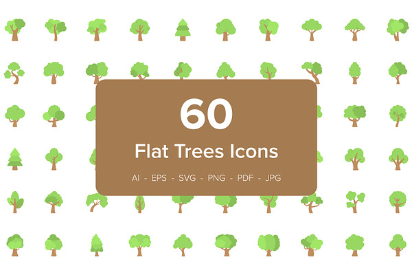60 Trees Flat Vector Icons