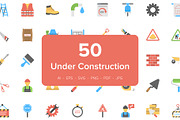 50 Under Construction Flat Icons