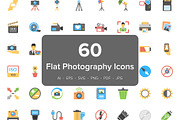 60 Photography Flat Vector Icons 