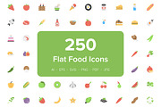250 Food Flat Vector Icons