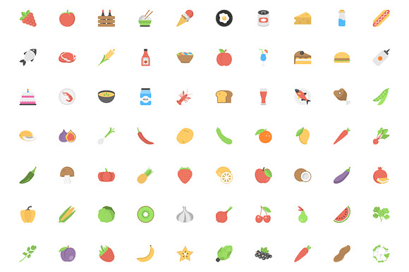 250 Food Flat Vector Icons in Graphics - product preview 1