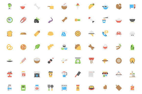 250 Food Flat Vector Icons in Graphics - product preview 3