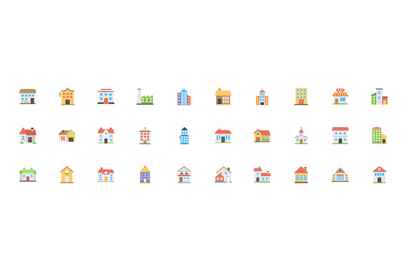 100 Buildings Flat Vector Icons in Icons - product preview 2