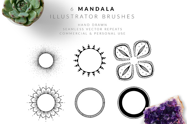 6 Mandala Illustrator Brushes