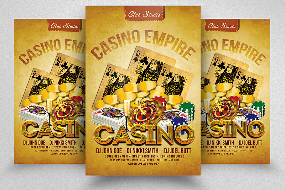Retro Casino Night Flyer Templates