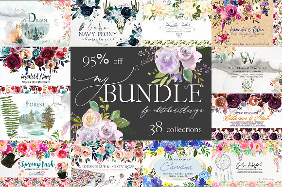 Watercolor Floral Bundle-95% off in Illustrations - product preview 36