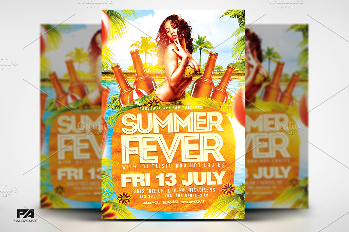Summer Fever Party Flyer Template in Flyer Templates - product preview 8