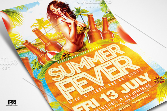 Summer Fever Party Flyer Template in Flyer Templates - product preview 1
