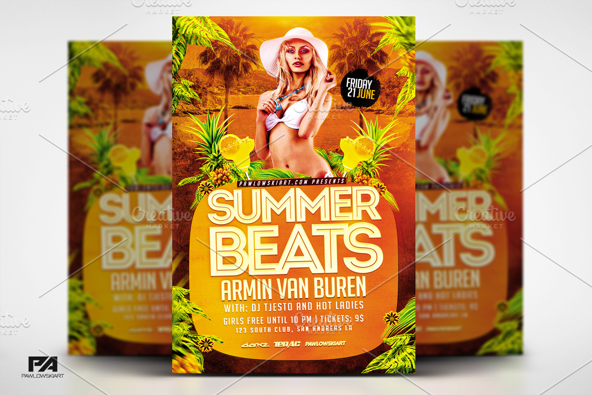 Summer Beats Party Flyer Template in Flyer Templates - product preview 8