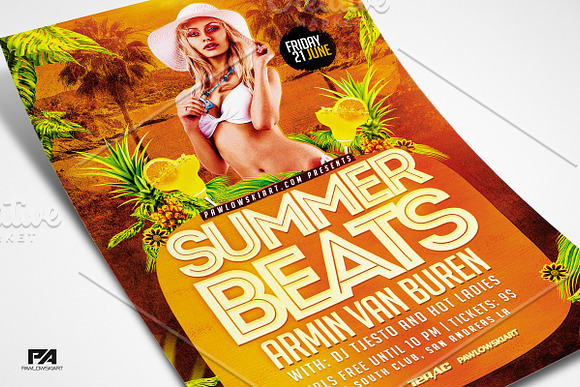 Summer Beats Party Flyer Template in Flyer Templates - product preview 1