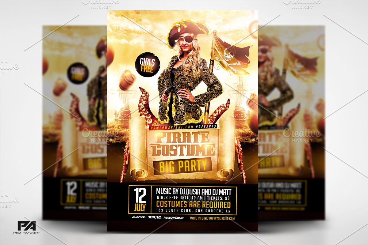 Pirate Costume Party Flyer Template in Flyer Templates - product preview 8