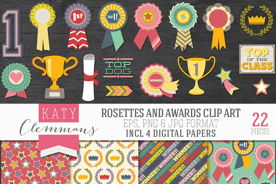 Rosettes and Awards clip art pack