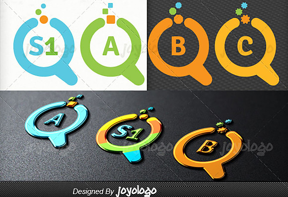 Flat Colorful Search Logo Maker Set in Logo Templates - product preview 2