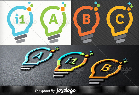 Flat Colorful Idea Logo Maker Set in Logo Templates - product preview 3
