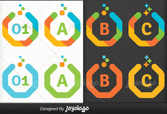 Colorful Flat Octagon Logo Maker Set in Logo Templates - product preview 2