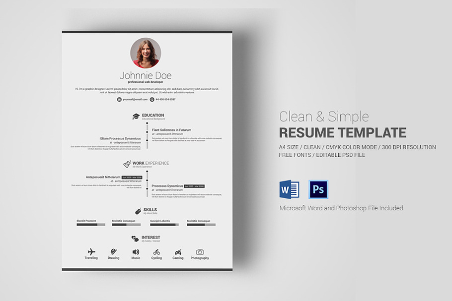 Simple & Clean Resume With MS Word in Resume Templates - product preview 8