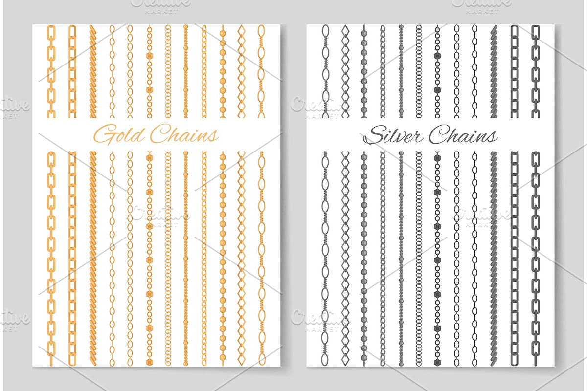 Silver and Gold Chains Promotional Posters Set in Objects - product preview 8